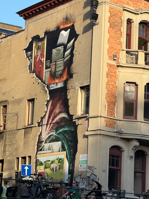 Art along the walls in Ghent.