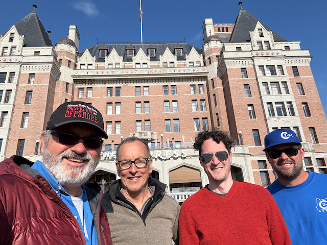 Getting ready to charge into the Empress hotel like we own the place.