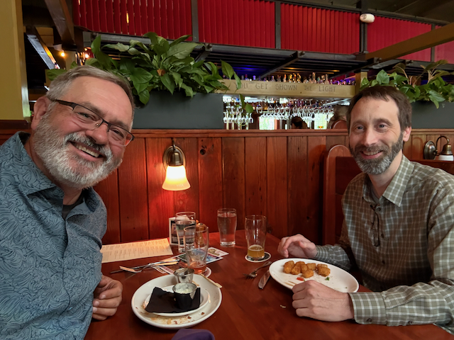 Grabbing lunch with Brian before shopping for the ingredients for the pig roast.