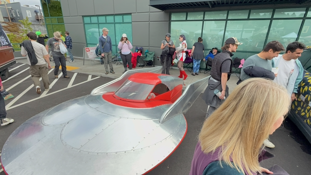 After the parade it is the fremont annual street fair. here we are looking at one of the art cars.