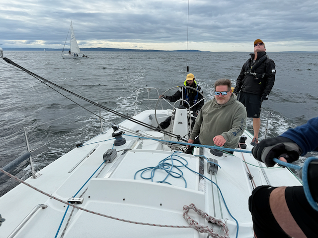 Back to the sailing - Alex has been driving a little bit more, and doing a pretty good job of it.