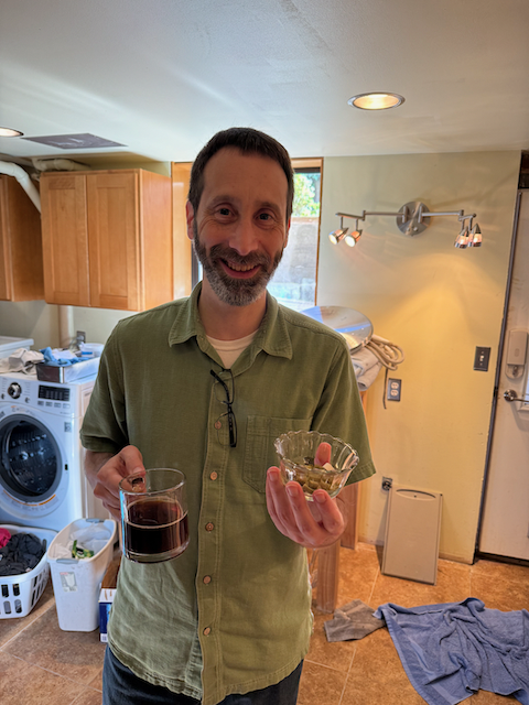 The first of July was beer brewing Day - so Brian came over and helped me. Four batches of beer at four hours a batch - 6am to 10pm.
