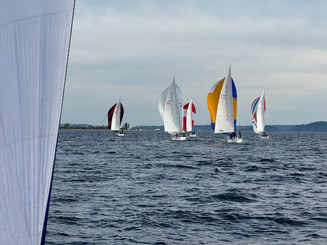 In the second race, every boat was in front of us but one.
