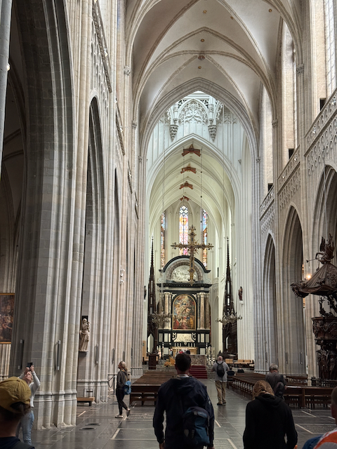 Inside of the Cathederal in Antwerp - it's huge, and way way down the list of biggest cathederals