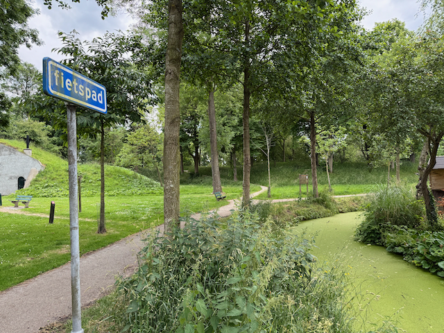 Looking at the moat that surrounded the fort