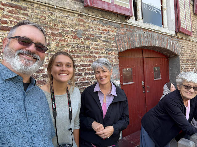 Me, Perrin, Sue and Mom waiting for out canal boat ride.
