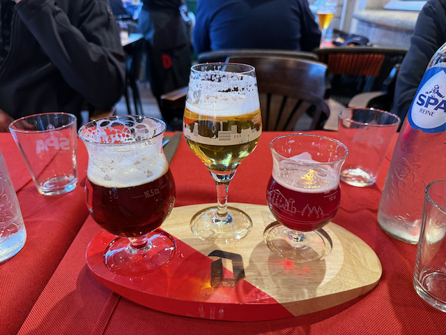 My flight of beer at dinner.