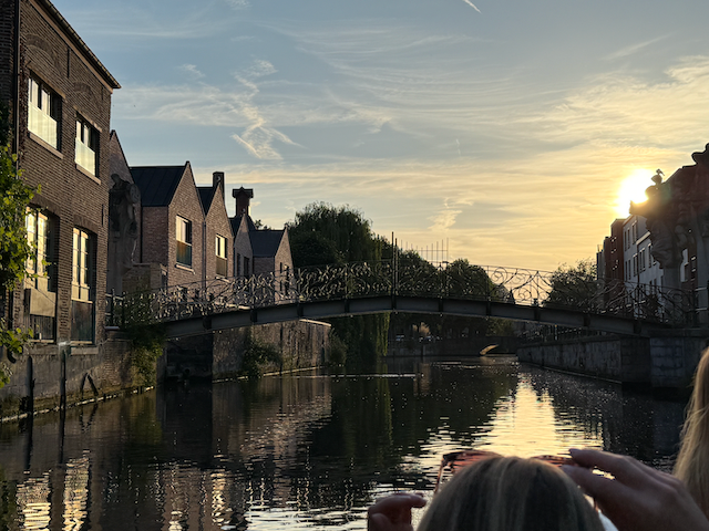 Sunset on our boat tour in Ghent
