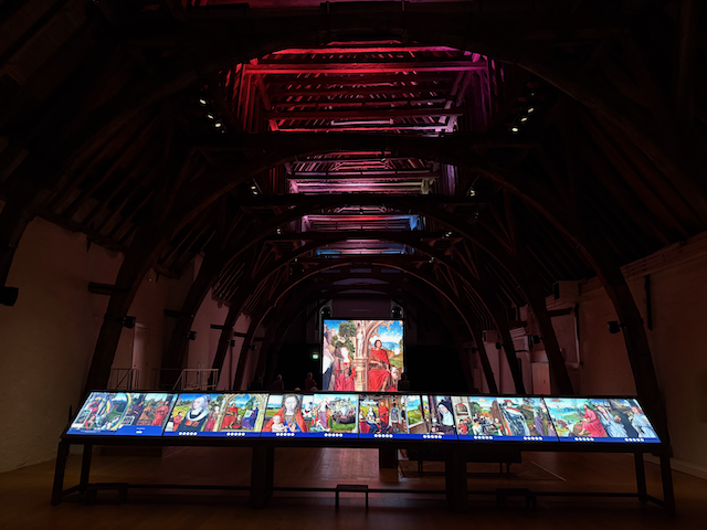 The museum features seven works by Hans Memling, and up in the attic there’s this interactive display where you can mix and match elements from his paintings to create your own Memling-inspired masterpiece.