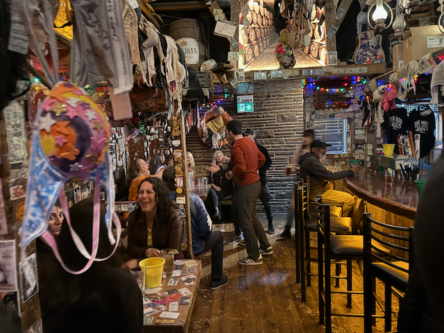 These women celebrated everyone that came in the bar, and Doug kept going back for more.