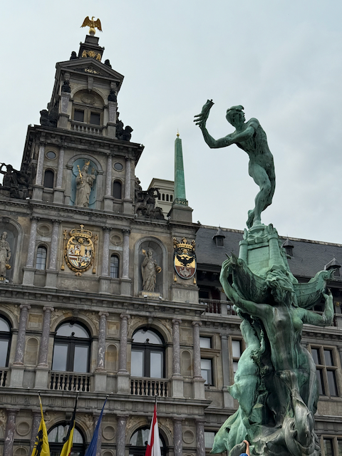 Throwing the hand of the giant that was slain